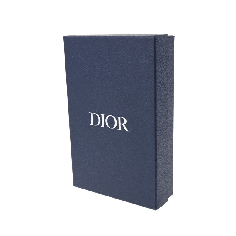 CHRISTIAN DIOR クリスチャンディオール CD Diamond ロングジップウォレット グレー シルバー金具 メンズ カーフ 長財布 Aランク 中古 銀蔵