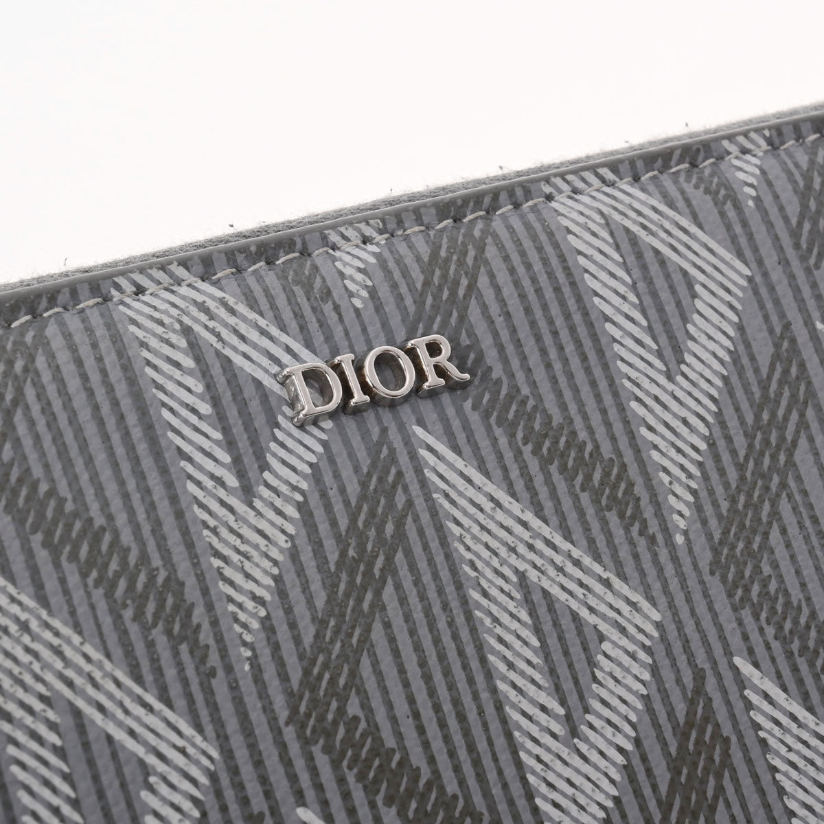 クリスチャンディオールCD Diamond ロングジップウォレット グレー シルバー金具 メンズ カーフ 長財布 CHRISTIAN DIOR 中古  – 銀蔵オンライン