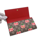 GUCCI グッチ 二つ折り長財布 アップル柄 ベージュ ゴールド金具 624878 ユニセックス キャンバス 長財布 新同 中古 銀蔵