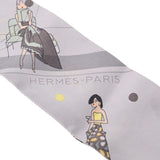 HERMES エルメス ツイリー Ex-Libris Les Parisiennes グリスペール/ジョーヌスフレ レディース シルク100％ スカーフ Aランク 中古 銀蔵