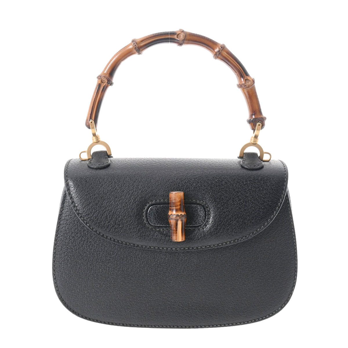 グッチバンブー バッグ ブラック ゴールド金具 レディース レザー  