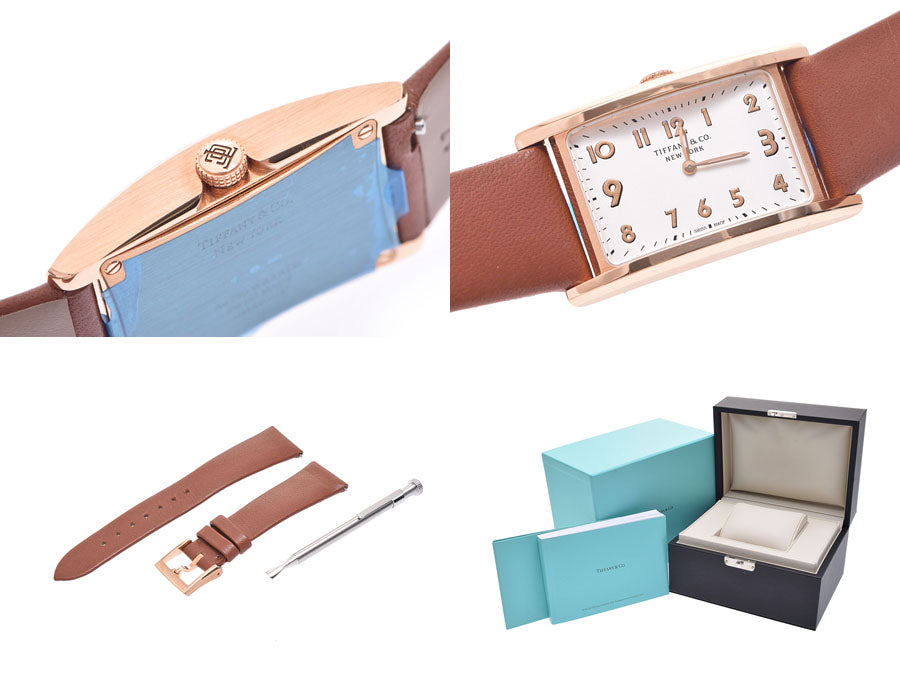 Tiffany East West Mini 2 Men's Ladies PG/Leather Quartz