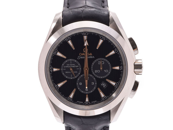 OMEGA omega Cima star aqua terra 231.53.44.50.01.001 men's WG/ leather watch self-winding watch lindera board AB rank used silver storehouse
