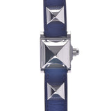HERMES Hermes medole mini ME2. 110 □R engraved (circa 2014) unisex SS / leather watch quartz white dial AB rank second-hand silver