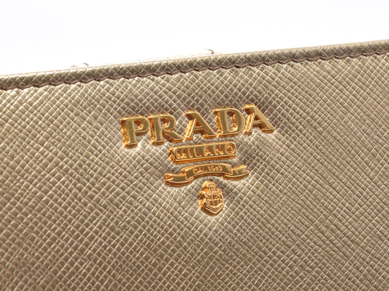 Prada: Plada, gold, gold, gold 1ML225, Menz Ladies, Safiano, new, PRADA, Box, Gara, used silver.