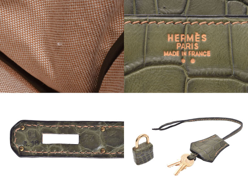 HERMES エルメス バーキン 30 緑系 ゴールド金具 □E刻印(2001年頃) レディース ニロティカスマット ハンドバッグ Aランク 中古 銀蔵