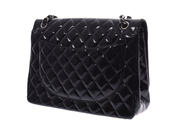 Chanel Deca Matrasse Chain Shoulder Bag Black SV Hardware Sale Items Ladies Enamel Double Flap B Rank CHANEL Used Ginzo