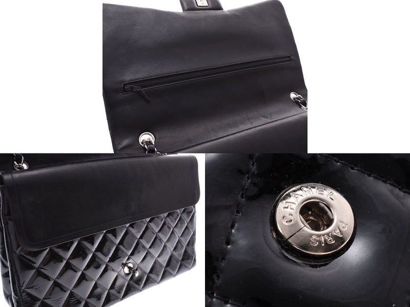 Chanel Deca Matrasse Chain Shoulder Bag Black SV Hardware Sale Items Ladies Enamel Double Flap B Rank CHANEL Used Ginzo