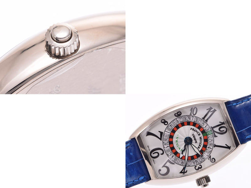 FRANCK MULLER フランクミュラー ヴェガス 5850VEGAS メンズ WG/革 腕時計 自動巻き シルバー文字盤 Aランク 中古 銀蔵