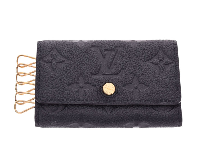 Louis Vuitton Unplant 6x Key Case Black M64421 Men's Women's Leather AB Rank LOUIS VUITTON Used Ginzo