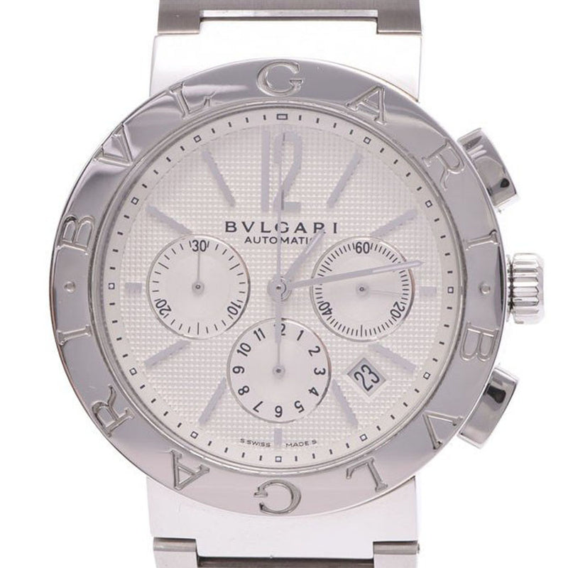 BVLGARI Bvlgari Bvlgari Bvlgari 42 Chrono BB42SSCH men'S SS watch automatic white dial a rank used silver stock