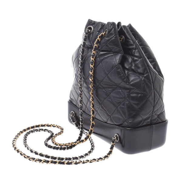CHANEL GABRIEL BACKPACK 14143 Black Gold/Silver Fittings Women's Calf Ruck Daypack CHANEL Used