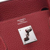HERMES Hermes Birkin 40 Rouge Biff Silver Hardware □G Engraved (around 2003) Unisex Fjord Handbag AB Rank Used Ginzo