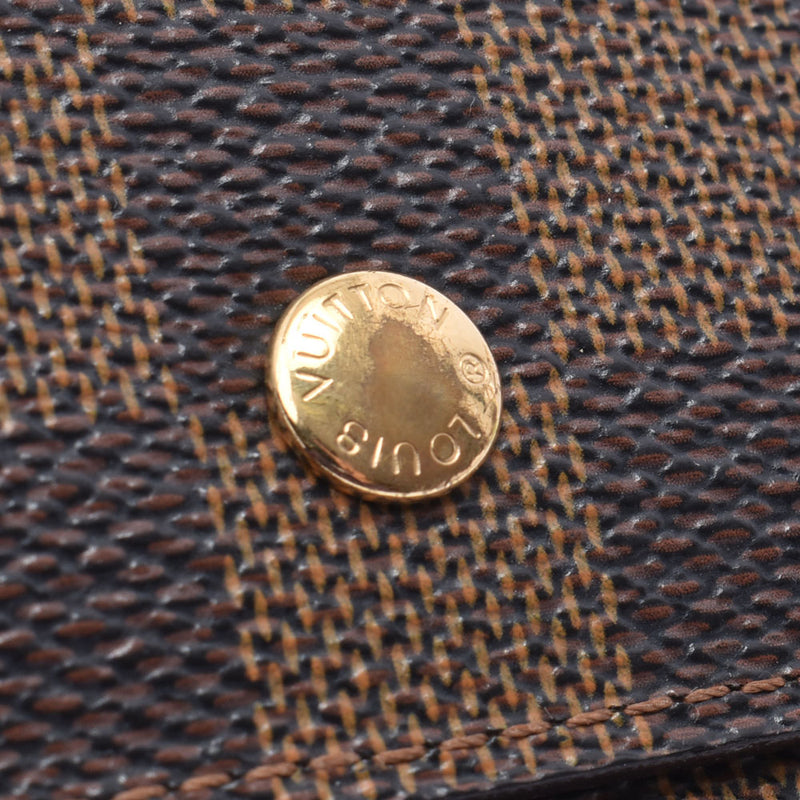 路易威登路易威登portofoy国际棕色N61215男女皆宜达米尔帆布长钱包B级使用银