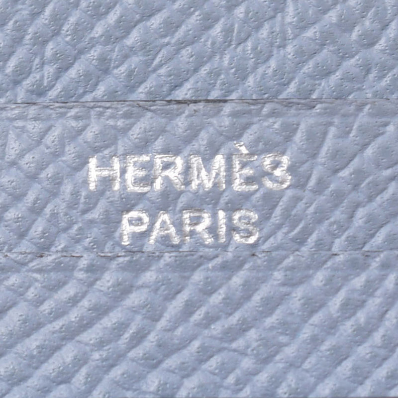 HERMES Bernesfure bicolor long wallet souffle / blue phosphorus silver metal fittings □Q stamped (around 2013) unisex Vow Epson bi-fold wallet B rank used silver warehouse