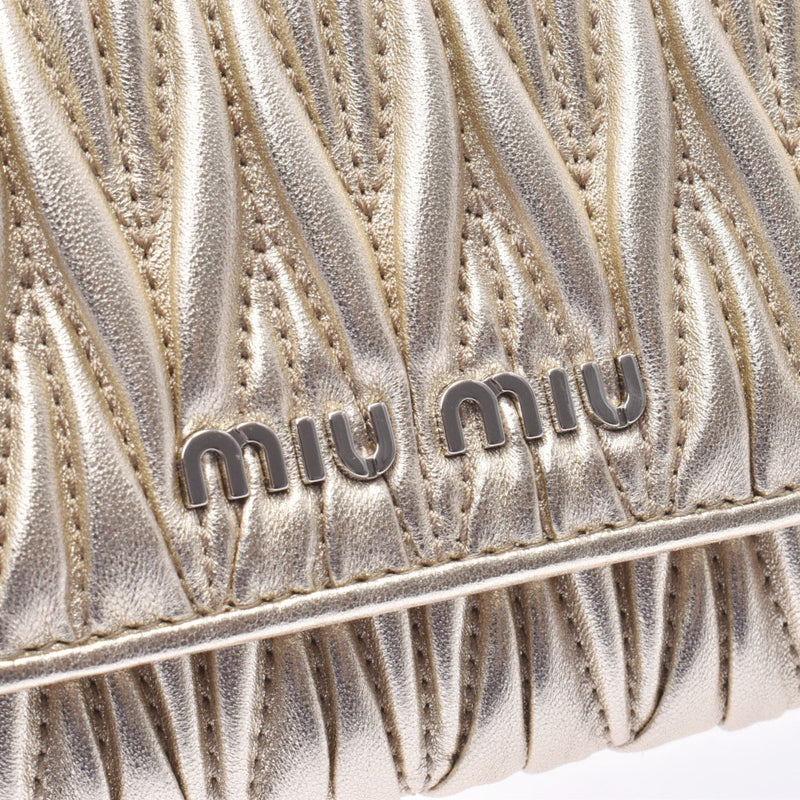 MIUMIU materase gold silver metal fittings 5DH002 ladies lambskin chain wallet unused silver warehouse