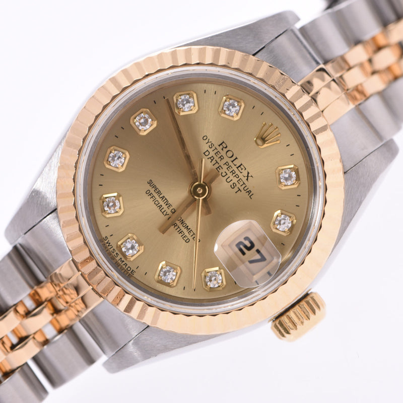 ROLEX Rolex Datejust 10P Diamond 69173G Ladies YG/SS Watch Automatic winding Champagne Dial AB Rank Used Ginzo