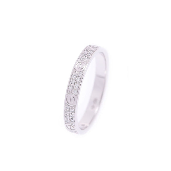 CARTIER Cartier mini Love Ring #48 No. 8 ladies diamond / K18WG ring-ring a rank used silver