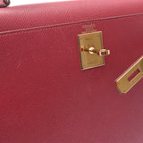 HERMES Hermes Kerry 28 Handbag Rougevev Gold Gold Gold Golden ○ X Imprint (circa 1994) Ladies Kushbel 2WAY Bag B Rank used silverware
