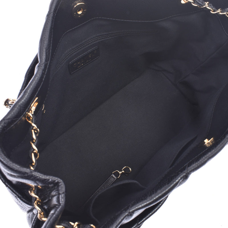 CHANEL Materasse Chain Tote Black Gold Hardware Ladies Soft Caviar Skin Tote Bag A Rank Used Ginzo