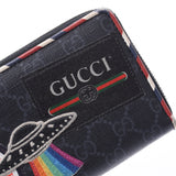 GUCCI Gucci Night Courier GG Supreme Round Zipper Long Wallet Black 496842 Unisex GG Supreme Canvas PVC Long Wallet B Rank Used Ginzo