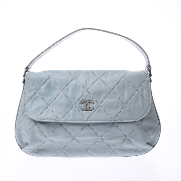 CHANEL Shanel Water Color Ladies: Ramskin One Sholder Bag B Rank Used Silver