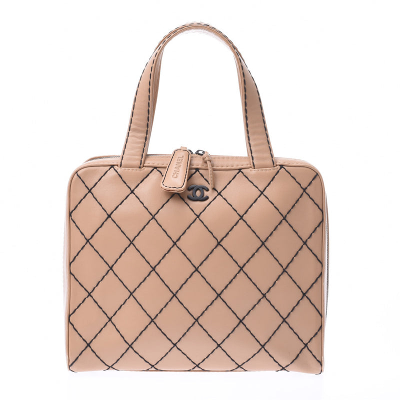 Chanel wild stitch Beige Womens Leather Handbag B