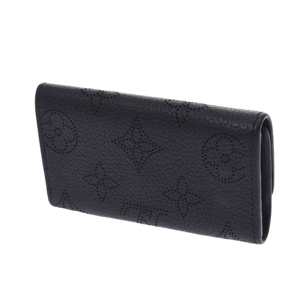 LOUIS VUITTON Louis Vuitton mahina 4-row key case noir (black) M64054 men's leather key case B rank used silver