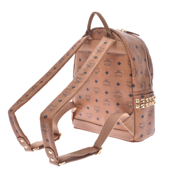 MCM MCM Backpack Studs Camel Unisex Leather Rucksack Day Pack A Rank Used Ginzo