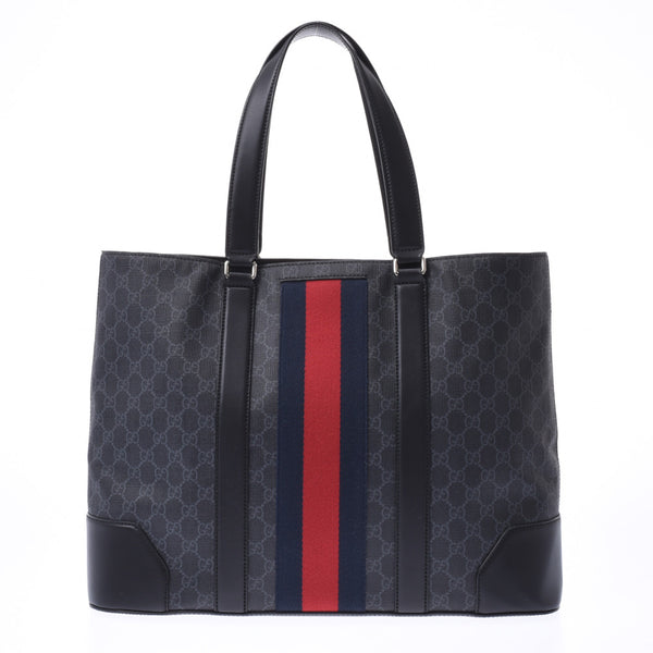 GUCCI Gucci GG Supreme Shelf, Black 495560 Unissex PVC/Leather Tot Bag AB Rankaidingyō Ginzō