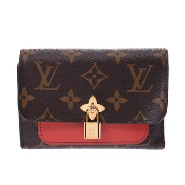 LOUIS VUITTON ルイヴィトン モノグラム ポルトフォイユ フラワー コンパクト コクリコ M62567 レディース 三つ折り財布 Bランク 中古 銀蔵