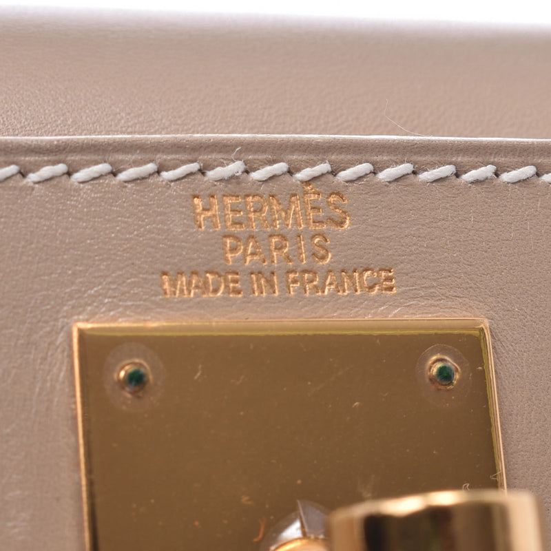 HERMES エルメス ケリー28 ベージュ ゴールド金具 □G刻印(2003年頃) レディース BOXカーフ 2WAYバッグ ABランク 中古 銀蔵