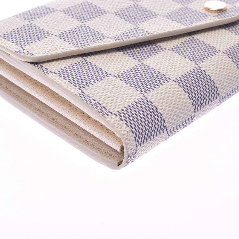 LOUIS VUITTON路易威登Damier Azur Portofeuille Sarah White N63208中性钱包未使用的Ginzo