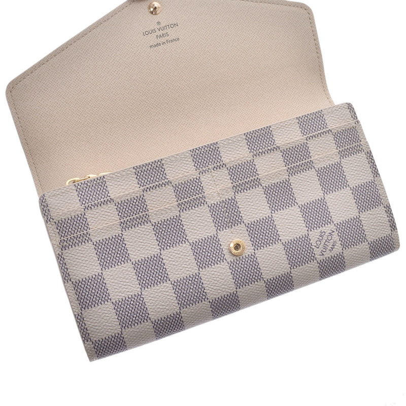 LOUIS VUITTON路易威登Damier Azur Portofeuille Sarah White N63208中性钱包未使用的Ginzo