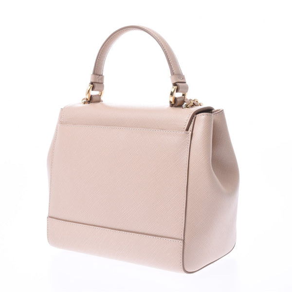 Salvatore Ferragamo フェラガモヴァラ 2WAY bag beige gold metal fittings Lady's leather handbag A rank used silver storehouse