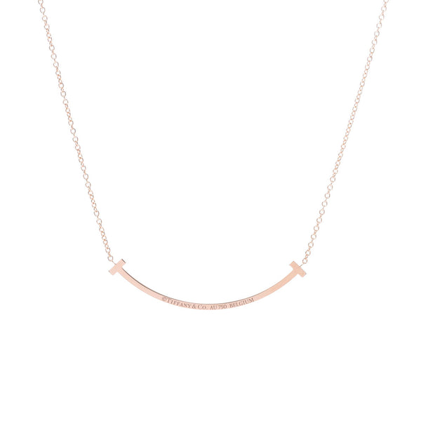 TIFFANY&Co. Tiffany T-smile necklace diamond women'S K18RG necklace a-rank second-hand silver jewelry