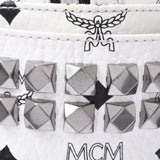 MCM Emsem 背包侧螺柱 白色/黑色 女士皮革背包日包 AB 排名二手银藏