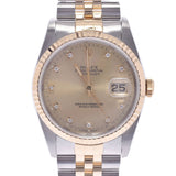 ROLEX Rolex date just 10P diamond 16233G men YG/SS watch self-winding watch champagne clockface A rank used silver storehouse