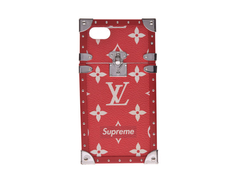 LOUIS VUITTON Louis Vuitton Eye Trunk iPhone7 Supreme Collaboration Smartphone Case Red / White Unisex Epi Leather Brand Accessory A Rank Used Ginzo