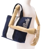 BALLY Barry Navy Blue/White Unisex Canvas/Leather Tote Bag Unused Ginzo