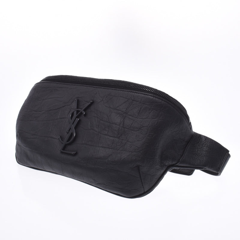 Saint Laurent Sun Laurent Belt Bag Body Bag Black Unisex Sheep Skin West Bag Unused Silgrin