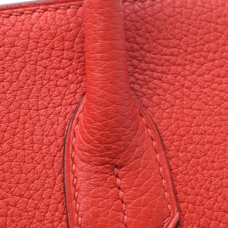 Hermes Hermes Burkin 30 Rouge Coo / Beige Silver Bracket D Engraved (around 2019) Ladies Triyo Clemance Handbag New Sanko