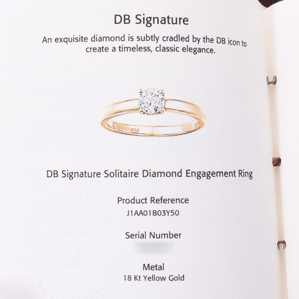 De Beers Debius Diamond 0.32CT E-VVS2-VG 9.5女士K18YG环/环A级使用SILGRIN