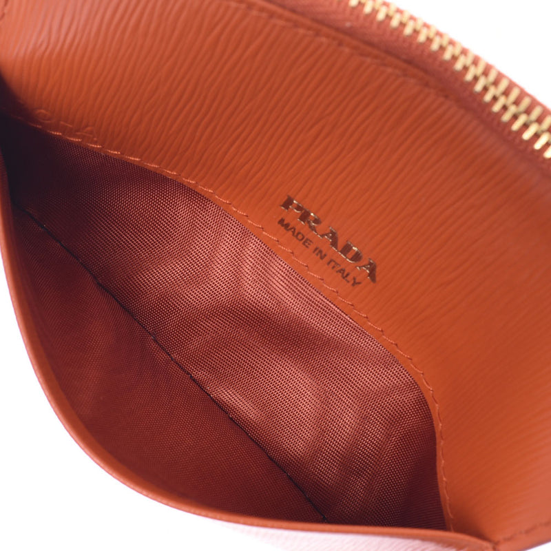 PRADA Prada Card Case Pass Case Outlet Orange 1MC026 Ladies Leather Coin Case A-Rank Used Sinkjo