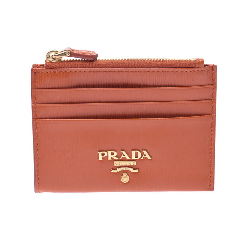 最終値下げ】PRADA コインケース/カードケース オレンジ - 折り財布