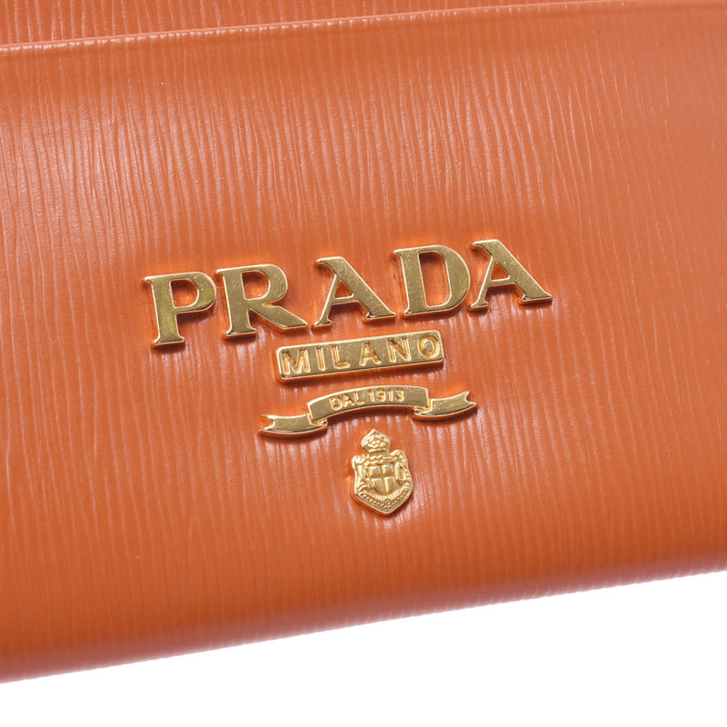 PRADA プラダ カードケース パスケース アウトレット オレンジ 1MC026 レディース レザー コインケース Aランク 中古 銀蔵