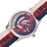 GUCCI Gucci G Timeless Wolf 126.4 Men's SS/Nylon Watch Quartz Ivory/Red/Navy Dial Shindo Used Ginzo