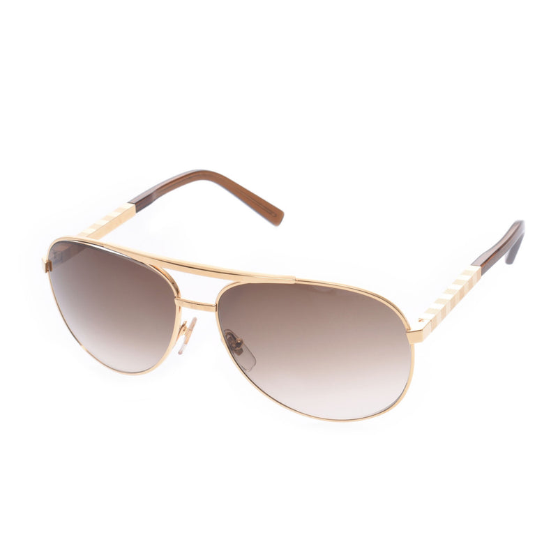 LOUIS VUITTON Louis Vuitton Institution Pilot Gold/Brown Z0339U Unisex Sunglasses A Rank Used Ginzo