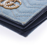 Gucci Gucci GG Mermont Compact钱包蓝色466492女式牛仔布/人造珍珠两折钱包B等级使用Silgrin