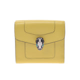 BVLGARI Bulgari Cellpenti W Flap Compact Wallet Yellow Unisex Leather Two-fold Wallets A-Rank Used Silgrin